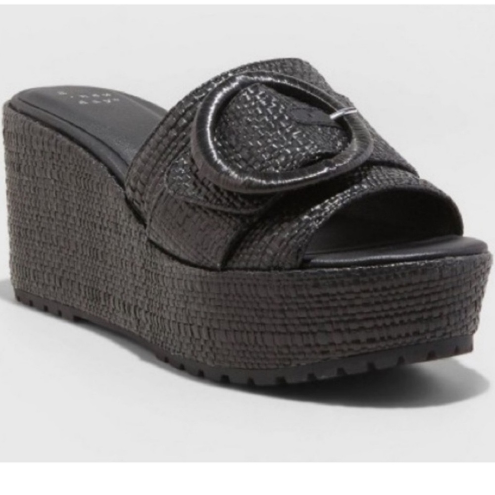 A New Day Victoria Wedge Heels Black Size 9